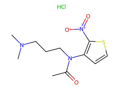 Acetamide, N-(3-(dimethylamino)propyl)-N-(2-nitro-3-thienyl)-, monohydrochloride structure