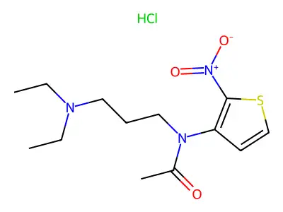 Acetamide, N-(3-(diethylamino)propyl)-N-(2-nitro-3-thienyl)-, monohydrochloride structure