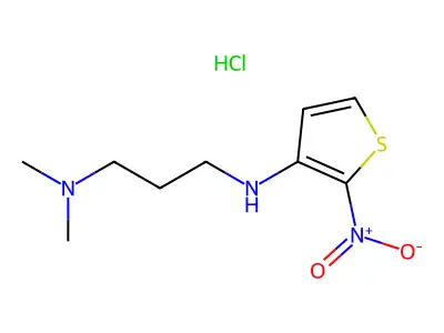 1,3-Propanediamine, N,N-dimethyl-N'-(2-nitro-3-thienyl)-, monohydrochloride structure