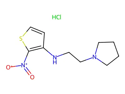 Pyrrolidineethanamine, N-(2-nitro-3-thienyl)-, monohydrochloride structure