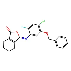 3-(4-Chloro-2-fluoro-5-(phenylmethoxy)phenyl)imino-4,5,6,7-tetrahydro-2-benzofuran-1-one structure