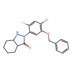 3H-Indazol-3-one, 2-(4-chloro-2-fluoro-5-(phenylmethoxy)phenyl)octahydro- structure