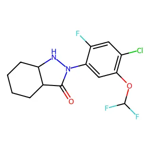 3H-Indazol-3-one, 2-(4-chloro-5-(difluoromethoxy)-2-fluorophenyl)octahydro- structure