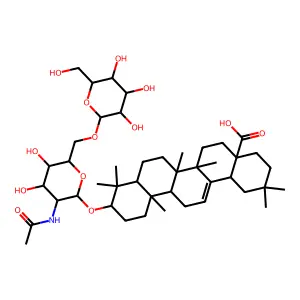 3-O-(beta-D-Glucopyranosyl-(1''-6')-2'-acetamido-2'-deoxy-beta-D-glucopyranosyl)olean-12-en-28-oic acid structure