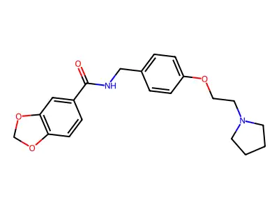 1,3-Benzodioxole-5-carboxamide, N-((4-(2-(1-pyrrolidinyl)ethoxy)phenyl)methyl)- structure
