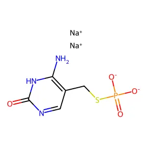 Disodium 6-amino-5-(phosphonatosulfanylmethyl)-1H-pyrimidin-2-one structure