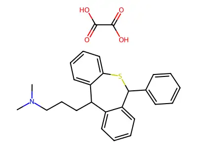 6,11-Dihydro-N,N-dimethyl-6-phenyldibenzo(b,e)thiepin-11-propanamine ethanedioate hydrate structure