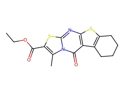 5H-(1)Benzothieno(2,3-d)thiazolo(3,2-a)pyrimidine-2-carboxylic acid, 6,7,8,9-tetrahydro-3-methyl-5-oxo-, ethyl ester structure