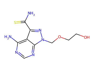 4-amino-1-[(2-hydroxyethoxy)methyl]-1H-pyrazolo[3,4-d]pyrimidine-3-carbothioamide structure