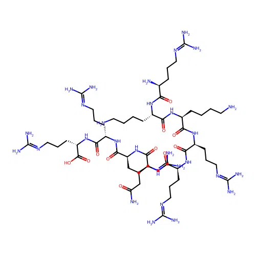 H-Arg-lys-lys-arg-arg-gln-arg-arg-arg-OH structure