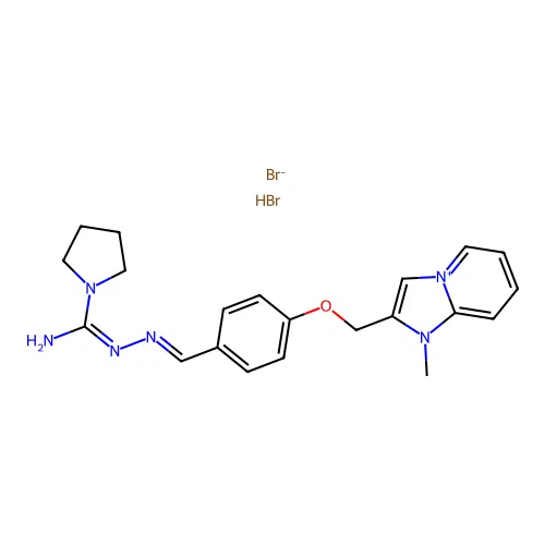 2-((4-(((Imino-1-pyrrolidinylmethyl)hydrazono)methyl)phenoxy)methyl)-1-methylimidazo(1,2-a)pyridinium bromide, monohydrobromide structure