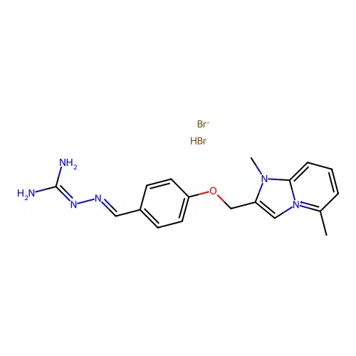 2-((4-(((Aminoiminomethyl)hydrazono)methyl)phenoxy)methyl)-1,5-dimethylimidazo(1,2-a)pyridinium bromide, monohydrobromide structure