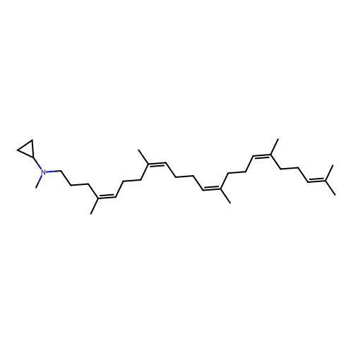 Trisnorsqualene N-methylcyclopropylamine structure