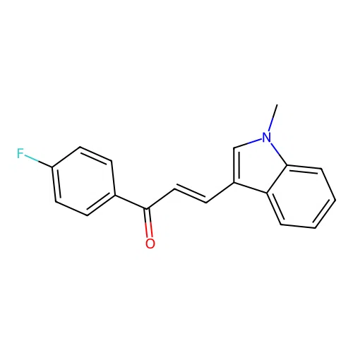 (E)-1-(4-fluorophenyl)-3-(1-methyl-1H-indol-3-yl)prop-2-en-1-one structure