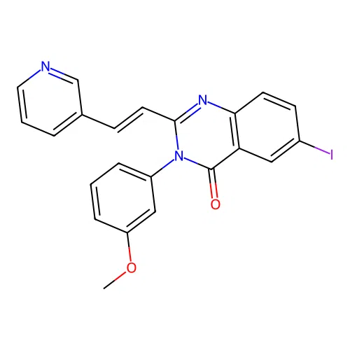 6-iodo-3-(3-methoxyphenyl)-2-[(E)-2-pyridin-3-ylethenyl]quinazolin-4-one structure