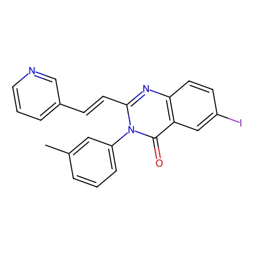(E)-6-iodo-2-(2-(pyridin-3-yl)vinyl)-3-m-tolylquinazolin-4(3H)-one structure