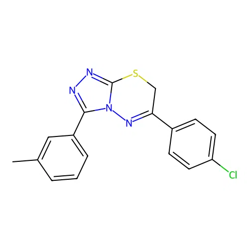 6-(4-chlorophenyl)-3-(3-methylphenyl)-7H-[1,2,4]triazolo[3,4-b][1,3,4]thiadiazine structure
