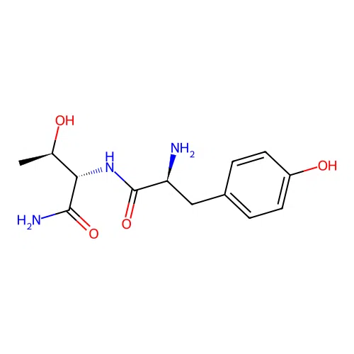 (2S,3R)-2-[[(2S)-2-amino-3-(4-hydroxyphenyl)propanoyl]amino]-3-hydroxybutanamide structure