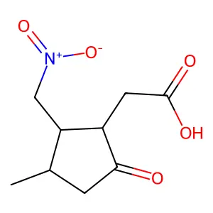 2-[(1S,2R,3S)-3-methyl-2-(nitromethyl)-5-oxocyclopentyl]acetic acid structure