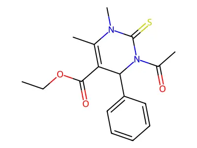 ethyl 3-acetyl-1,6-dimethyl-4-phenyl-2-thioxo-1,2,3,4-tetrahydro-5-pyrimidinecarboxylate structure