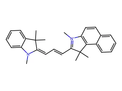 1,1,3-trimethyl-2-[3-(1,3,3-trimethylindol-2-ylidene)prop-1-enyl]benzo[e]indol-3-ium structure