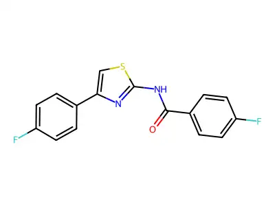 4-fluoro-N-[4-(4-fluorophenyl)-1,3-thiazol-2-yl]benzamide structure