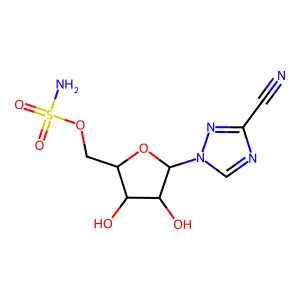1-(5'-O-sulfamoyl-beta-D-ribofuranosyl)(1,2,4)triazole-3-carbonitrile structure