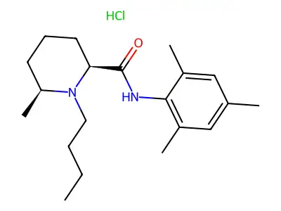 1-Butyl-cis-6-methylpipecolinic 2',4',6'-trimethylanilide hydrochloride structure