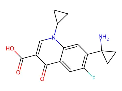 7-(1-Aminocyclopropyl)-1-cyclopropyl-6-fluoro-4-oxo-1,4-dihydroquinoline-3-carboxylic acid structure