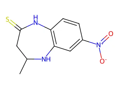 2H-1,5-Benzodiazepine-2-thione, 1,3,4,5-tetrahydro-4-methyl-7-nitro- structure