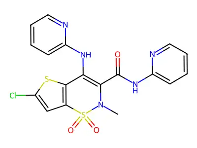 2H-Thieno(2,3-e)-1,2-thiazine-3-carboxamide, 6-chloro-2-methyl-N-(2-pyridinyl)-4-(2-pyridinylamino)-, 1,1-dioxide structure