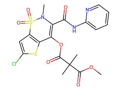 Propanedioic acid, 2,2-dimethyl-, 6-chloro-2-methyl-3-((2-pyridinylamino)carbonyl)-2H-thieno(2,3-e)-1,2-thiazin-4-yl methyl ester, S,S-dioxide structure
