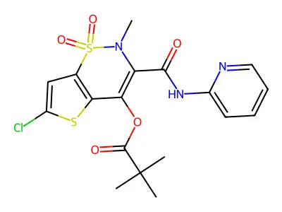 Propanoic acid, 2,2-dimethyl-, 6-chloro-2-methyl-3-((2-pyridinylamino)carbonyl)-2H-thieno(2,3-e)-1,2-thiazin-4-yl ester, S,S-dioxide structure