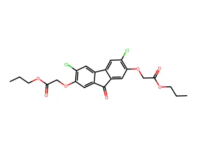 Acetic acid, 2,2'-((3,6-dichloro-9-oxo-9H-fluorene-2,7-diyl)bis(oxy))bis-, dipropyl ester structure