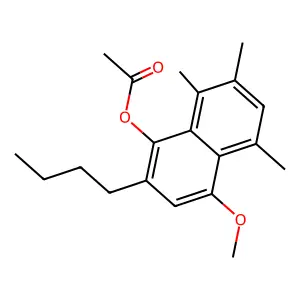 1-Naphthalenol, 2-butyl-4-methoxy-5,7,8-trimethyl-, acetate structure