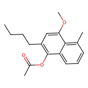 1-Naphthalenol, 2-butyl-4-methoxy-5-methyl-, acetate structure