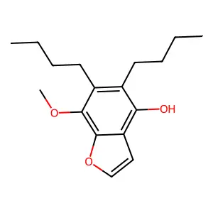 1-Benzofuran-4-ol, 5,6-dibutyl-7-methoxy- structure