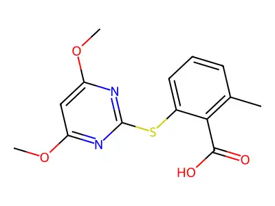 2-[(4,6-Dimethoxypyrimidin-2-yl)thio]-6-methylbenzoic acid structure
