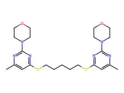 Morpholine, 4,4'-(1,5-pentanediylbis(thio(6-methyl-2,4-pyrimidinediyl)))bis- structure