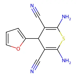 2,6-diamino-4-(furan-2-yl)-4H-thiopyran-3,5-dicarbonitrile structure