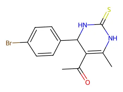 Pyrimidine-2(1H)-thione, 3,4-dihydro-5-acetyl-4-(4-bromophenyl)-6-methyl- structure