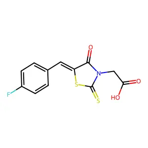 [(5Z)-5-(4-fluorobenzylidene)-4-oxo-2-thioxo-1,3-thiazolidin-3-yl]acetic acid structure