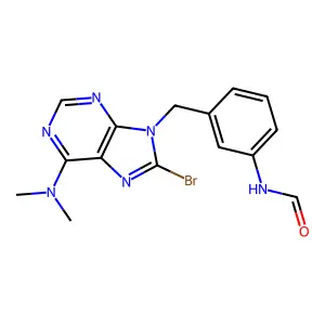 8-Bromo-6-(dimethylamino)-9-(3-formamidobenzyl)-9H-purine structure
