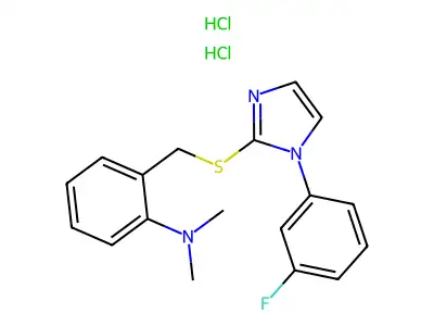 Benzenamine, N,N-dimethyl-2'-(((1-(3-fluorophenyl)-1H-imidazol-2-yl)thio)methyl)-, dihydrochloride structure