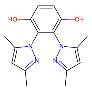 2,3-Bis(3,5-dimethylpyrazol-1-yl)benzene-1,4-diol structure