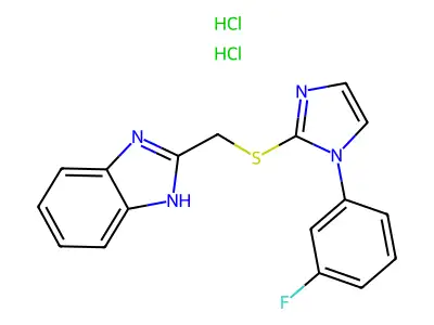 1H-Benzimidazole, 2-(((1-(3-fluorophenyl)-1H-imidazol-2-yl)thio)methyl)-, dihydrochloride structure