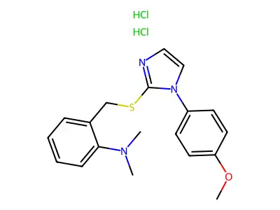 Benzenamine, N,N-dimethyl-2-(((1-(4-methoxyphenyl)-1H-imidazol-2-yl)thio)methyl)-, dihydrochloride structure