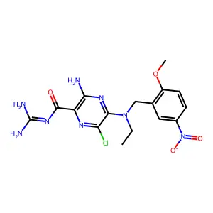 5-(N-ethyl-(2'-methoxy-5'-nitrobenzyl))amiloride structure