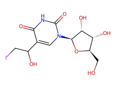 5-(1-Hydroxy-2-iodoethyl)uridine structure