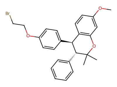 2H-1-Benzopyran, 4-(4-(2-bromoethoxy)phenyl)-3,4-dihydro-7-methoxy-2,2-dimethyl-3-phenyl-, trans- structure